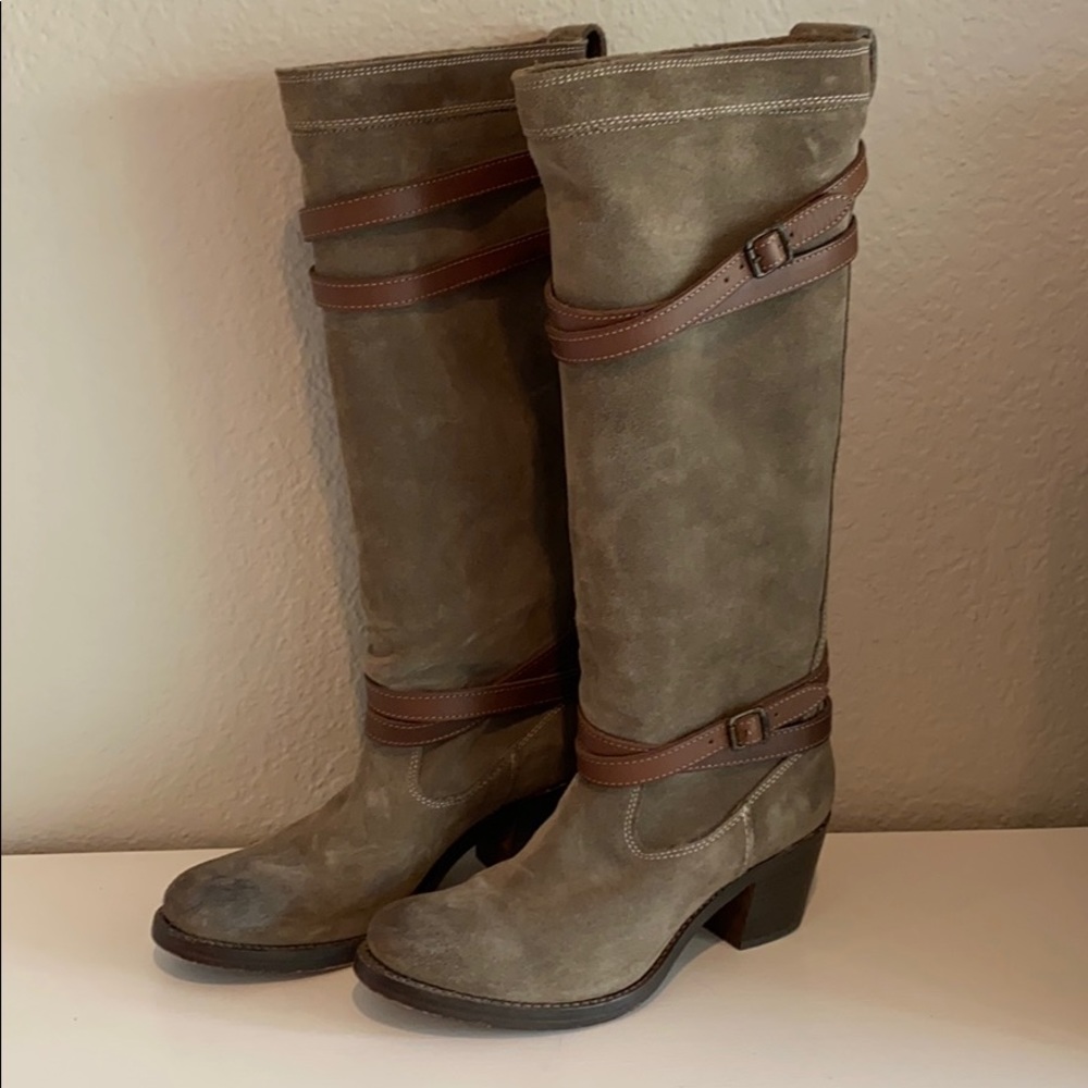 Brown suede knee high Frye Boots